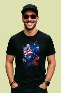 Tricou New Zealand Steag Splash Art, Copii | Dama | Barbat, culoare negru - Img 2