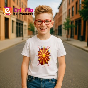 Tricou North Macedonia Steag Splash Art, Copii | Dama | Barbat - Img 8