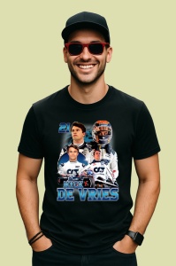 Tricou Nyck De Vries Colaj Costum Alb Echipa Formula 1, Copii | Dama | Barbat - Img 3