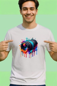 Tricou Obiectiv negru cu culori arta digitala vibranta Copii | Dama | Barbat - Img 2