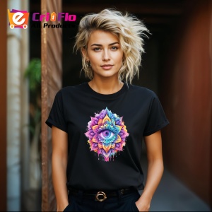 Tricou Ochi mandala aura roz violet, Copii | Dama | Barbat , tricou negru - Img 8