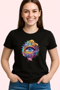 Tricou Ochi mandala cerc stropi luminosi, Copii | Dama | Barbat , tricou negru