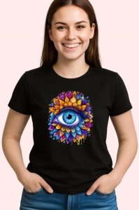 Tricou Ochi mandala explozie albastru galben, Copii | Dama | Barbat , tricou negru - Img 3