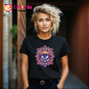 Tricou Ochi mandala galaxie petale radianta, Copii | Dama | Barbat , tricou negru