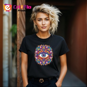 Tricou Ochi mandala inflorire aura curcubeu, Copii | Dama | Barbat , tricou negru - Img 8