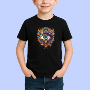 Tricou Ochi mandala spirala aurie intensa, Copii | Dama | Barbat , tricou negru - Img 2