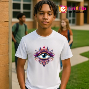 Tricou Ochi ornamental multicolor simbol spiritual si intuitie Copii | Dama | Barbat Barbat - Img 7
