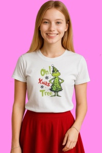 Tricou Oh Shit Merry Christmas Santa Horn, din bumbac 100%, tricou alb, Copii | Dama | Barbat - Img 4