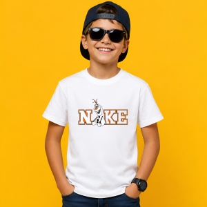Tricou Olaf Logo Portocaliu Desen Animat, din bumbac 100% Copii | Dama | Barbat