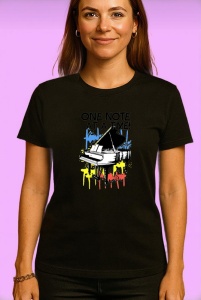Tricou One Note At A Time Pian Picaturi, Copii | Dama | Barbat, culoare negru