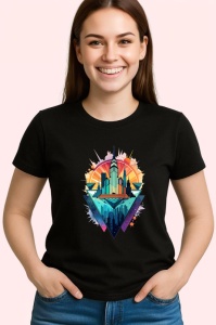 Tricou Oras Abstract Peisaj Urban, Copii | Dama | Barbat, culoare negru - Img 4