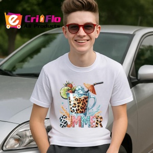 Tricou Pahar cu leopard print text summer bautura tropicala cu gheata Copii | Dama | Barbat Barbat - Img 9