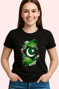Tricou Pakistan Steag Splash Art, Copii | Dama | Barbat, culoare negru - Img 4