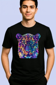 Tricou Pantera colorata in stil pop art Copii | Dama | Barbat, culoare negru - Img 2
