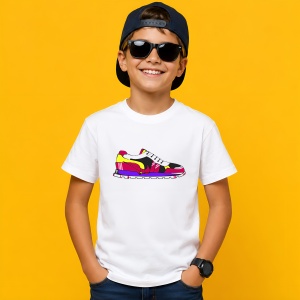 Tricou Pantof Sport Retro Color Block Urban Casual Street Design, din bumbac 100% Copii | Dama | Barbat - Img 2