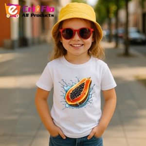 Tricou Papaya in val acvatic, Fructe, Copii | Dama - Img 4