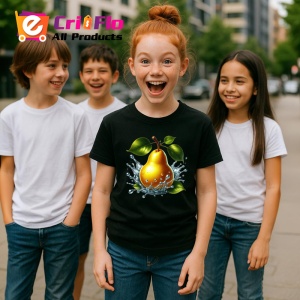 Tricou Para aurie si stropi limpezi, Fructe, Copii | Dama, culoare negru - Img 5