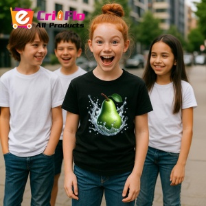 Tricou Para verde in splash cristalin, Fructe, Copii | Dama, culoare negru - Img 5
