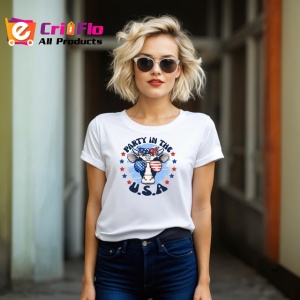 Tricou Party In The Usa Vaca Ochelari Steag, din bumbac 100% , tricou alb pentru Copii | Dama | Barbat - Img 8