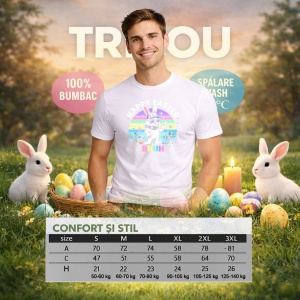 Tricou Paste 67 Bunny Easter Rainbow Pastel Bruh Cute, din bumbac 100%, tricou alb, Copii | Dama | Barbat - Img 4