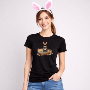 Tricou Paste 67 Bunny Ochelari Cos Oua Easter Pastel Cute, din bumbac 100%, tricou negru, Copii | Dama | Barbat