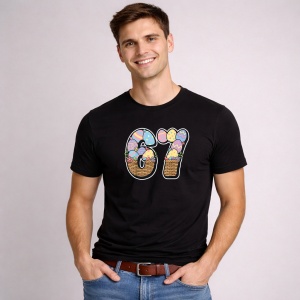Tricou Paste 67 Oua Colorate Easter Pastel Decorativ, din bumbac 100%, tricou negru, Copii | Dama | Barbat - Img 3