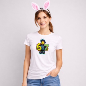 Tricou Paste 67 Roblox Boy Neon Drip Color Splash Outfit, din bumbac 100%, tricou alb, Copii | Dama | Barbat - Img 3