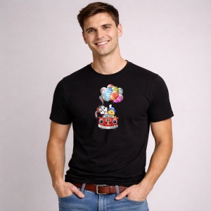 Tricou Paste Animale Masina Paste Oua Colorate Baloane, din bumbac 100%, tricou negru, Copii | Dama | Barbat - Img 3