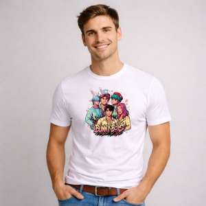 Tricou Paste Bunny Boys Kpop Easter Grup Stil Cool, din bumbac 100%, tricou alb, Copii | Dama | Barbat - Img 2