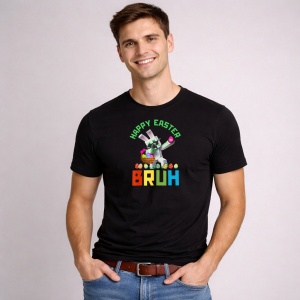 Tricou Paste Bunny Gamer Dab Paste Happy Easter Bruh, din bumbac 100%, tricou negru, Copii | Dama | Barbat - Img 2