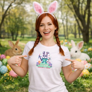 Tricou Paste Bunny Gamer Pixel Paste Oua Colorate Retro, din bumbac 100%, tricou alb, Copii | Dama | Barbat - Img 9