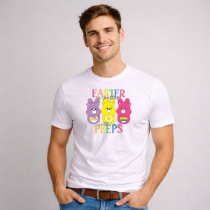Tricou Paste Care Bears Paste Easter Peeps Colorati, din bumbac 100%, tricou alb, Copii | Dama | Barbat - Img 2