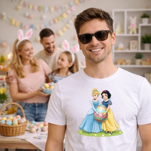 Tricou Paste Cinderella Alba Ca Zapada Paste Cos Comun Oua, din bumbac 100%, tricou alb, Copii | Dama | Barbat - Img 7