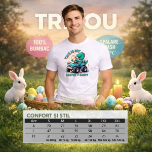 Tricou Paste Dino Easter This Is My Shirt Masina Oua, din bumbac 100%, tricou alb, Copii | Dama | Barbat - Img 6