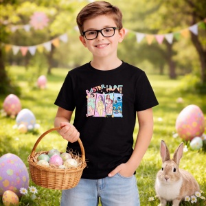 Tricou Paste Easter Hunt Kpop Girls Grup Oua Colorate, din bumbac 100%, tricou negru, Copii | Dama | Barbat - Img 5