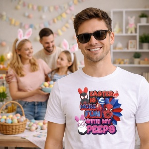 Tricou Paste Easter Is More Fun With My Peeps Spiderman Stil, din bumbac 100%, tricou alb, Copii | Dama | Barbat - Img 7