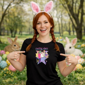 Tricou Paste Easter Vibes Kpop Boys Grup Pastel, din bumbac 100%, tricou negru, Copii | Dama | Barbat - Img 9