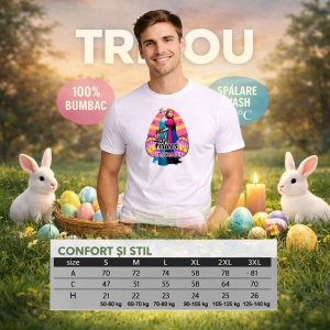 Tricou Paste Frozen Elsa Anna Felices Pascuas Ou Colorat, din bumbac 100%, tricou alb, Copii | Dama | Barbat - Img 6