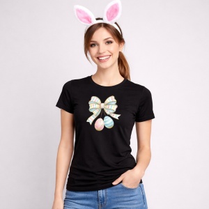 Tricou Paste Fundita Alba Pastel Cu Oua Decorative Cute, din bumbac 100%, tricou negru, Copii | Dama | Barbat - Img 3