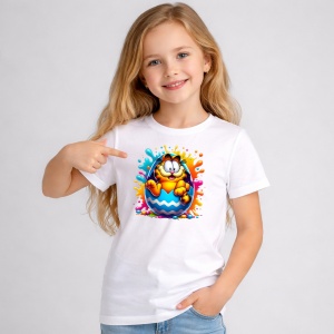 Tricou Paste Garfield Paste Ou Spart Colorat, din bumbac 100%, tricou alb, Copii | Dama | Barbat