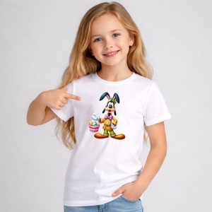 Tricou Paste Goofy Paste Cos Oua Colorate Iepuras, din bumbac 100%, tricou alb, Copii | Dama | Barbat - Img 2