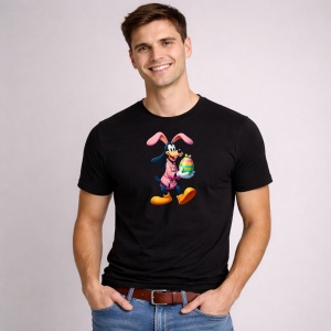 Tricou Paste Goofy Paste Iepuras Cos Oua Colorate, din bumbac 100%, tricou negru, Copii | Dama | Barbat