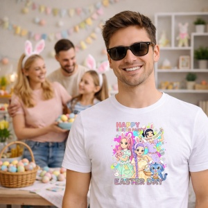 Tricou Paste Happy Easter Party Kpop Girls Pastel, din bumbac 100%, tricou alb, Copii | Dama | Barbat - Img 5