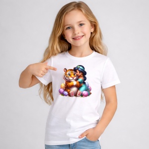 Tricou Paste Jasmine Tigru Paste Oua Colorate Cos, din bumbac 100%, tricou alb, Copii | Dama | Barbat