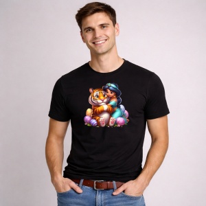 Tricou Paste Jasmine Tigru Paste Oua Colorate Cos, din bumbac 100%, tricou negru, Copii | Dama | Barbat