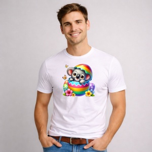 Tricou Paste Koala Paste Ou Spart Colorat Curcubeu, din bumbac 100%, tricou alb, Copii | Dama | Barbat - Img 2