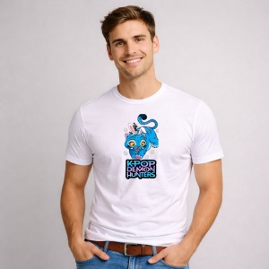 Tricou Paste Kpop Demon Hunters Mascota Pisica Blue, din bumbac 100%, tricou alb, Copii | Dama | Barbat - Img 2