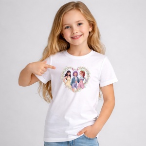 Tricou Paste Kpop Girls Inima Floral Pastel Aesthetic, din bumbac 100%, tricou alb, Copii | Dama | Barbat - Img 3