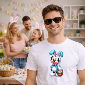 Tricou Paste Mickey Mouse Paste Costum Iepuras Cos Oua, din bumbac 100%, tricou alb, Copii | Dama | Barbat - Img 7