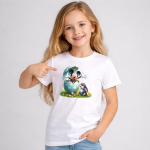 Tricou Paste Mickey Mouse Paste Ou Spart Iepuras, din bumbac 100%, tricou alb, Copii | Dama | Barbat